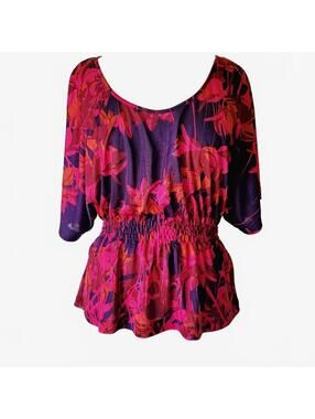 H&M Lightweight Floral Peplum Blouse Top Size Small